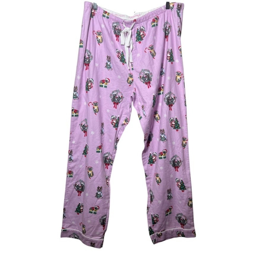 PJ Salvage Cozy Pink Christmas PJ Pants XL Women's Holiday Koala‎ Trees Cotton
